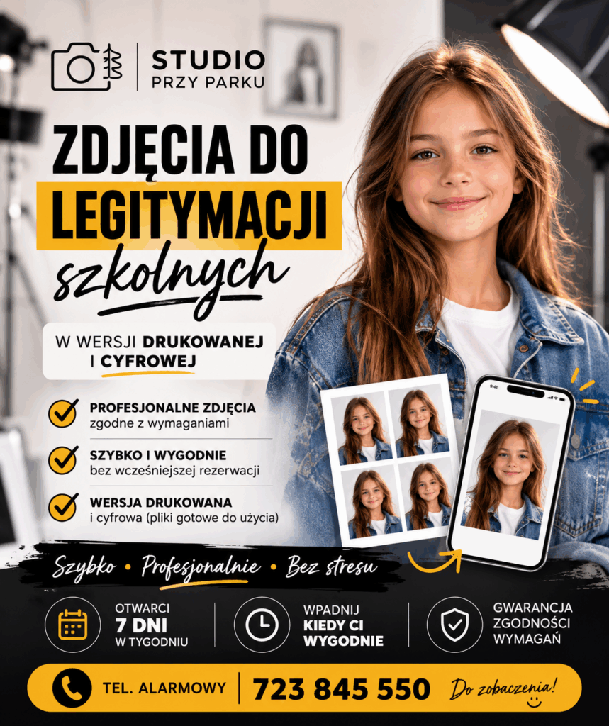 zdjęcia do legitymacji szkolnej w studio przy parku